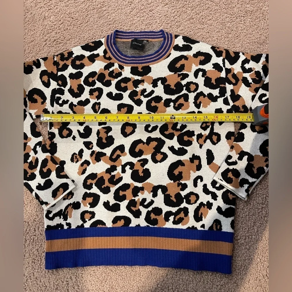 Women's CLICHE leopard print thick wool blend sweater